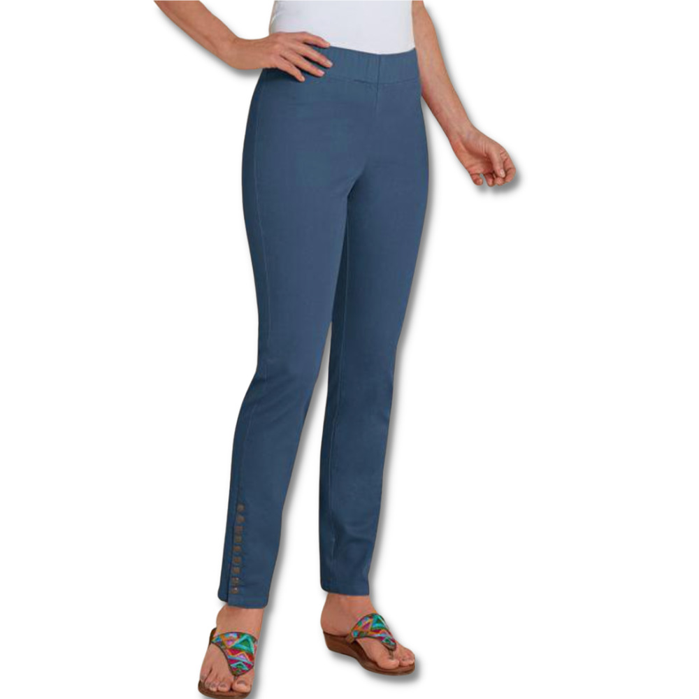 Soft Surroundings Colorful Metro Leggings Button Midnight Teal Blue Size Medium